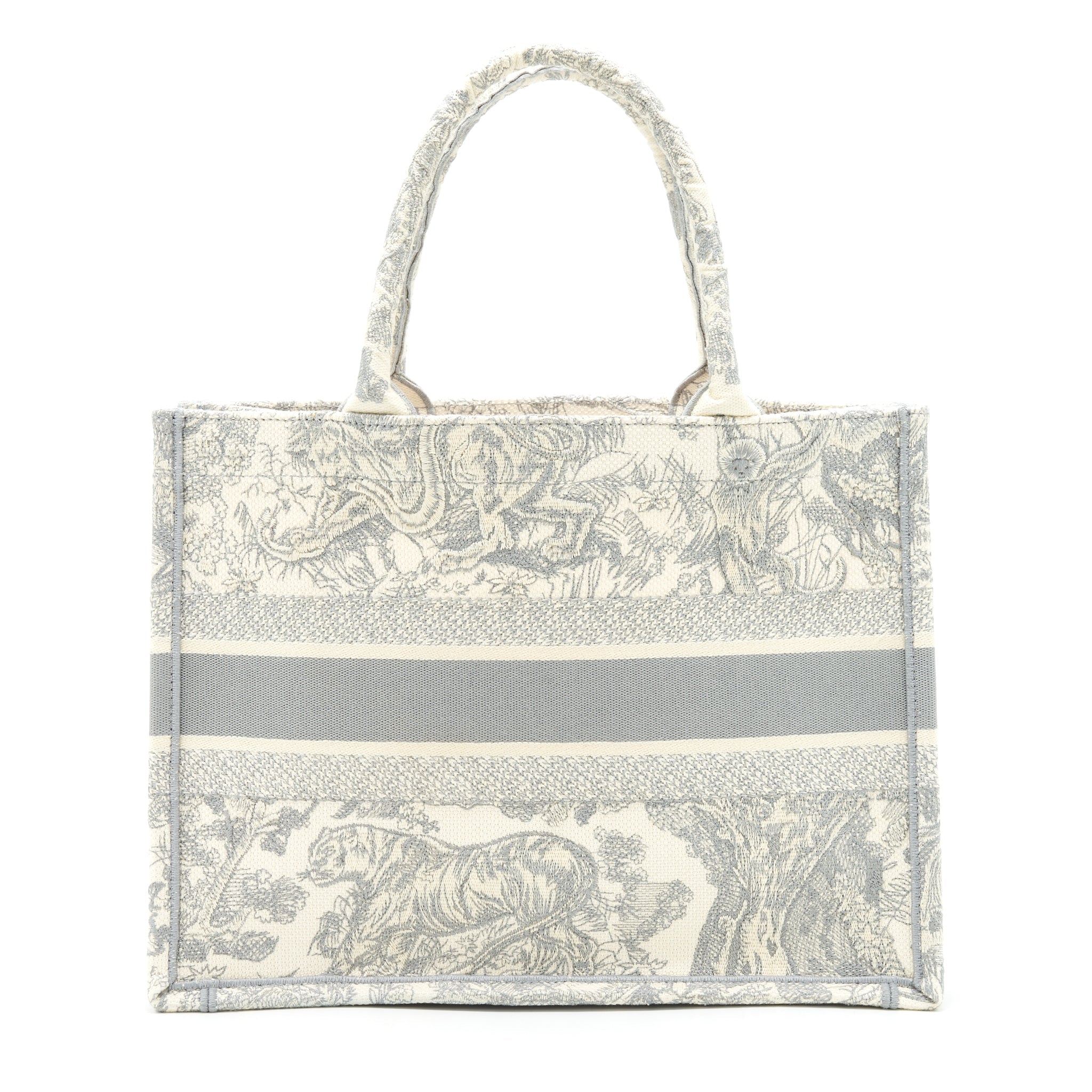 DIOR SMALL BOOK TOTE TOILE DE JOUY EMBROIDERY GREY