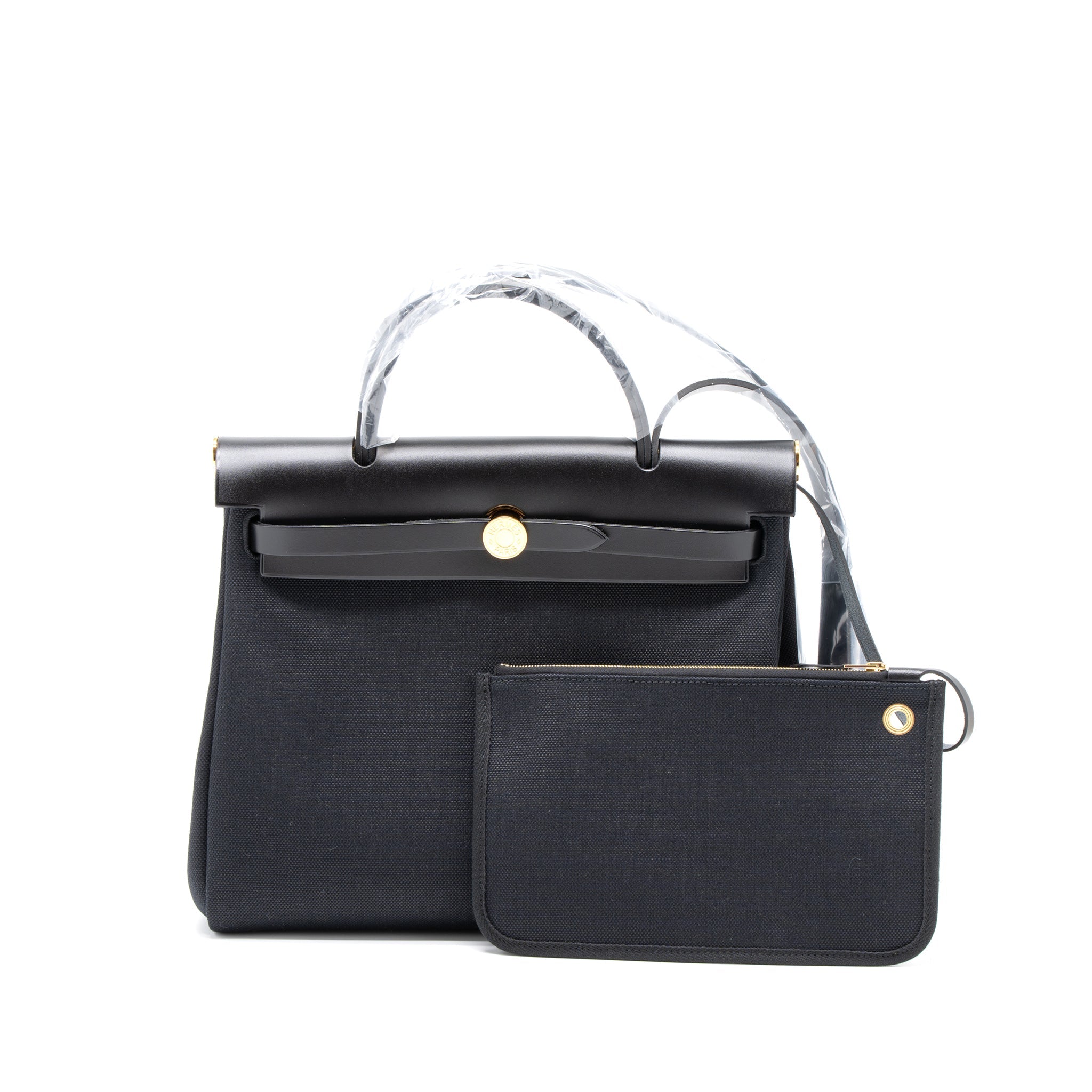HERMES HERBAG ZIP 31 BAG CANVAS/HUNTER BLACK GHW