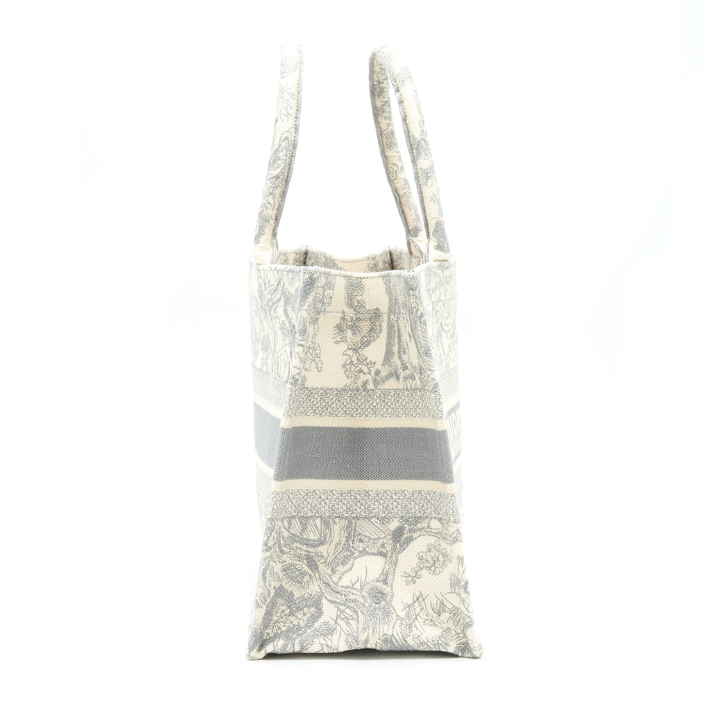 DIOR SMALL BOOK TOTE TOILE DE JOUY EMBROIDERY GREY
