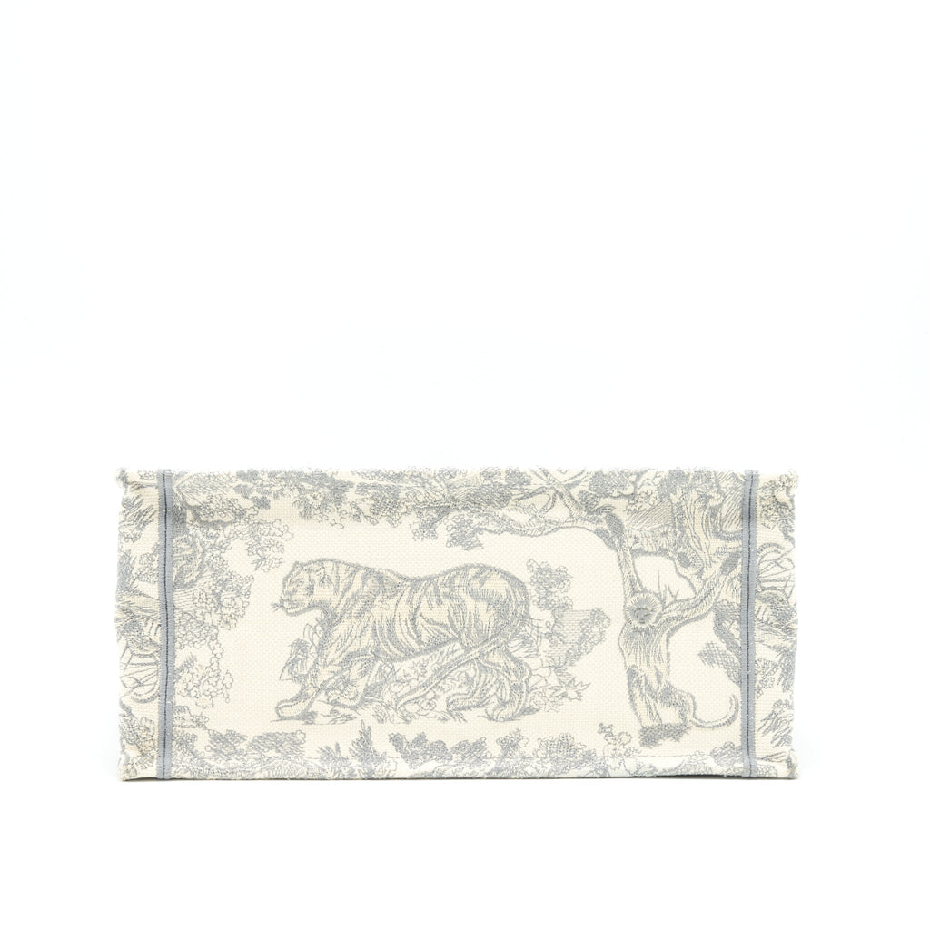 DIOR SMALL BOOK TOTE TOILE DE JOUY EMBROIDERY GREY