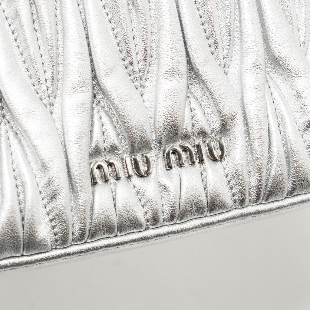 MIU MIU SASSY BAG MATELASSE NAPA LEATHER SILVER SHW