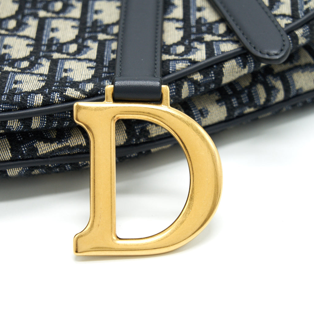 DIOR MEDIUM SADDLE BAG BLUE OBLIQUE JACQUARD