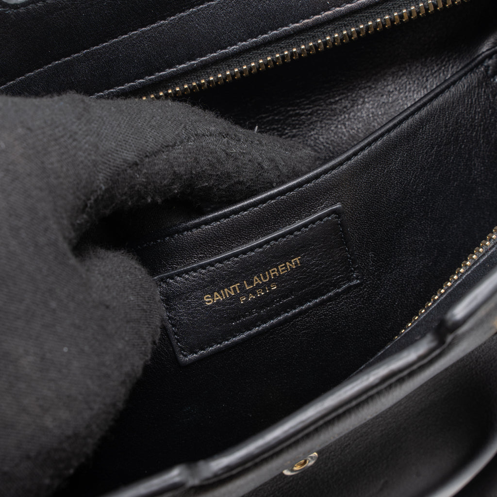 SAINT LAURENT CABAS TOTE CALFSKIN BLACK GHW