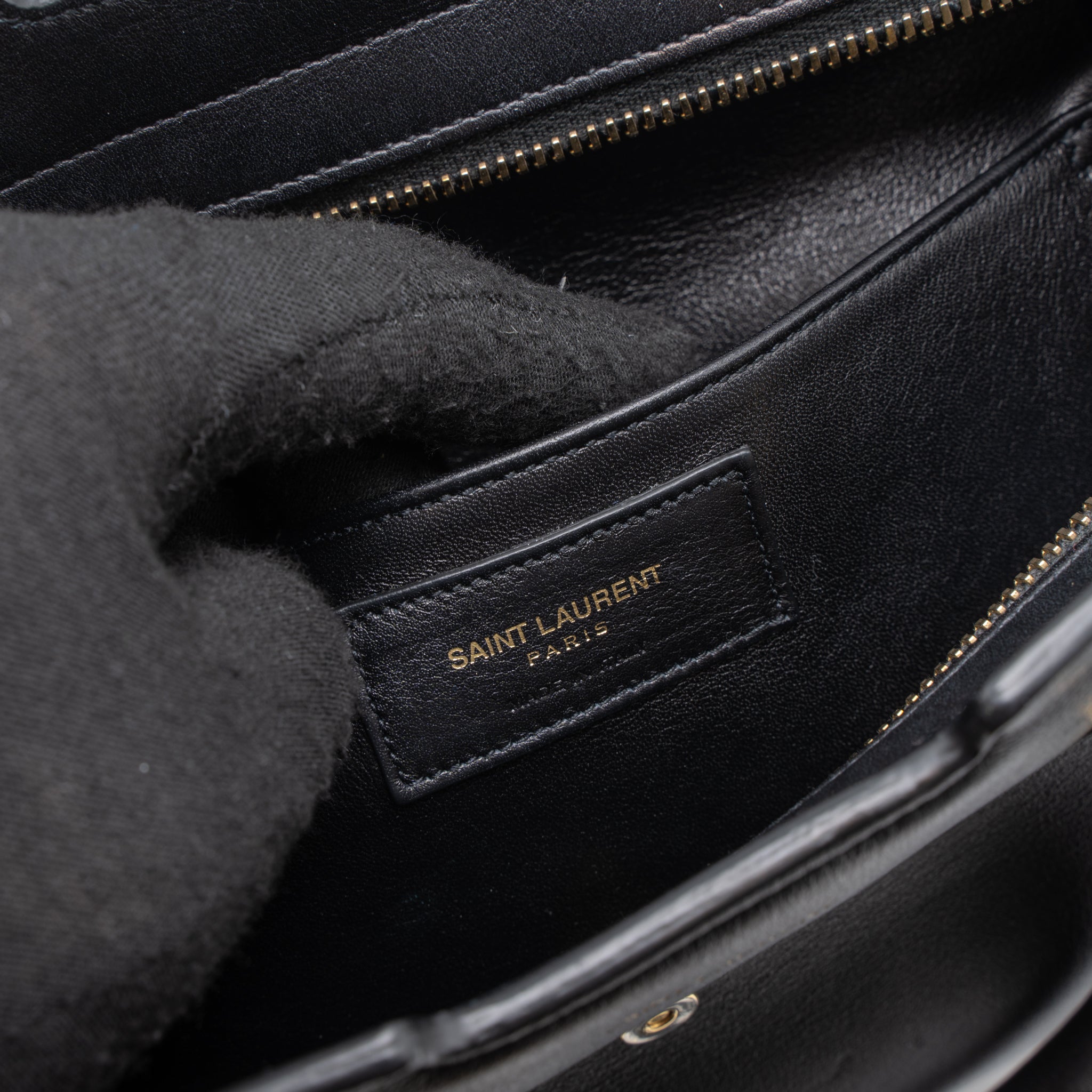 SAINT LAURENT CABAS TOTE CALFSKIN BLACK GHW