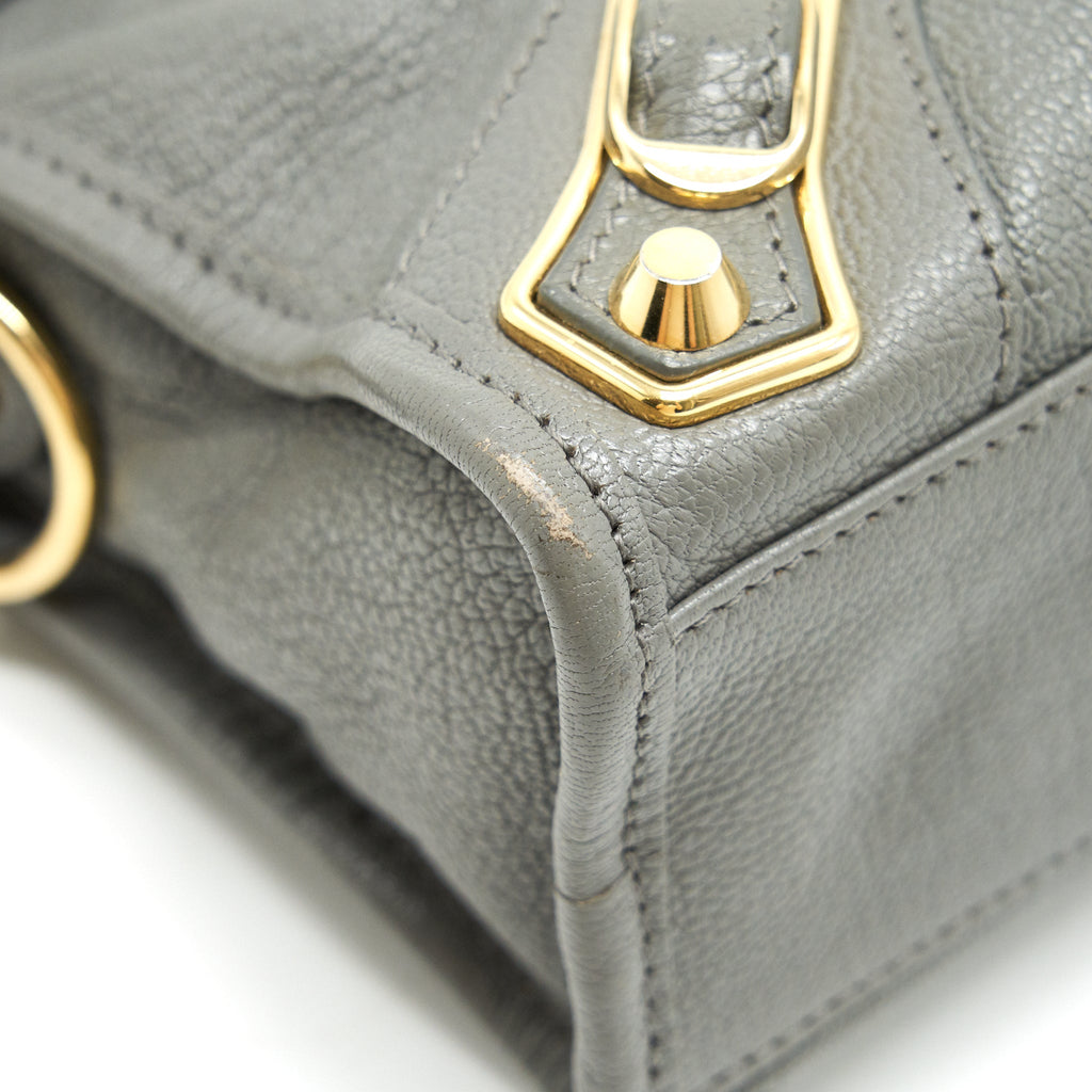 BALENCIAGA MINI CITY BAG GREY WITH GHW