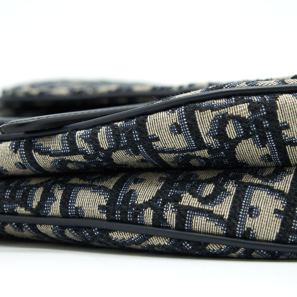 DIOR MEDIUM SADDLE BAG BLUE OBLIQUE JACQUARD