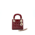 DIOR MINI LADY DIOR PATENT LEATHER RED WITH LGHW