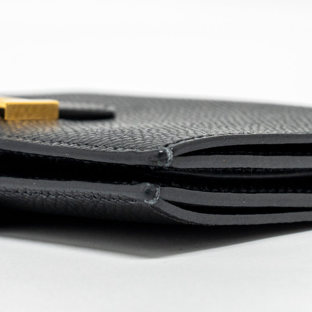 HERMES BEARN COMPACT WALLET EPSOM BLACK GHW