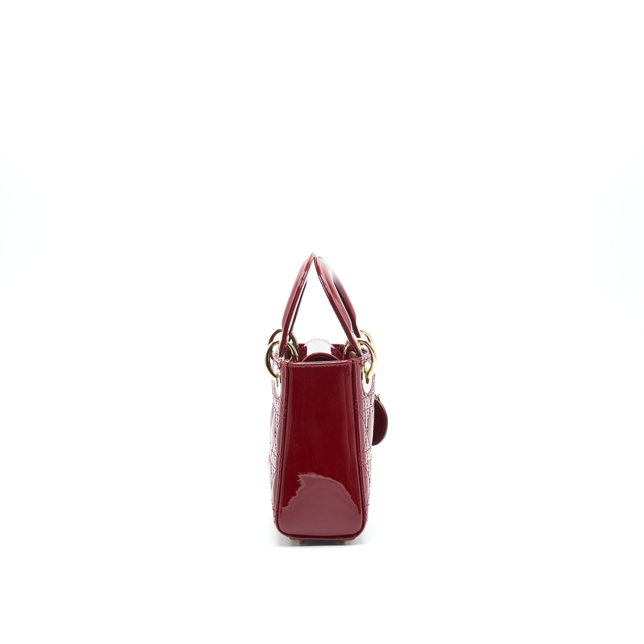 DIOR MINI LADY DIOR PATENT LEATHER RED WITH LGHW