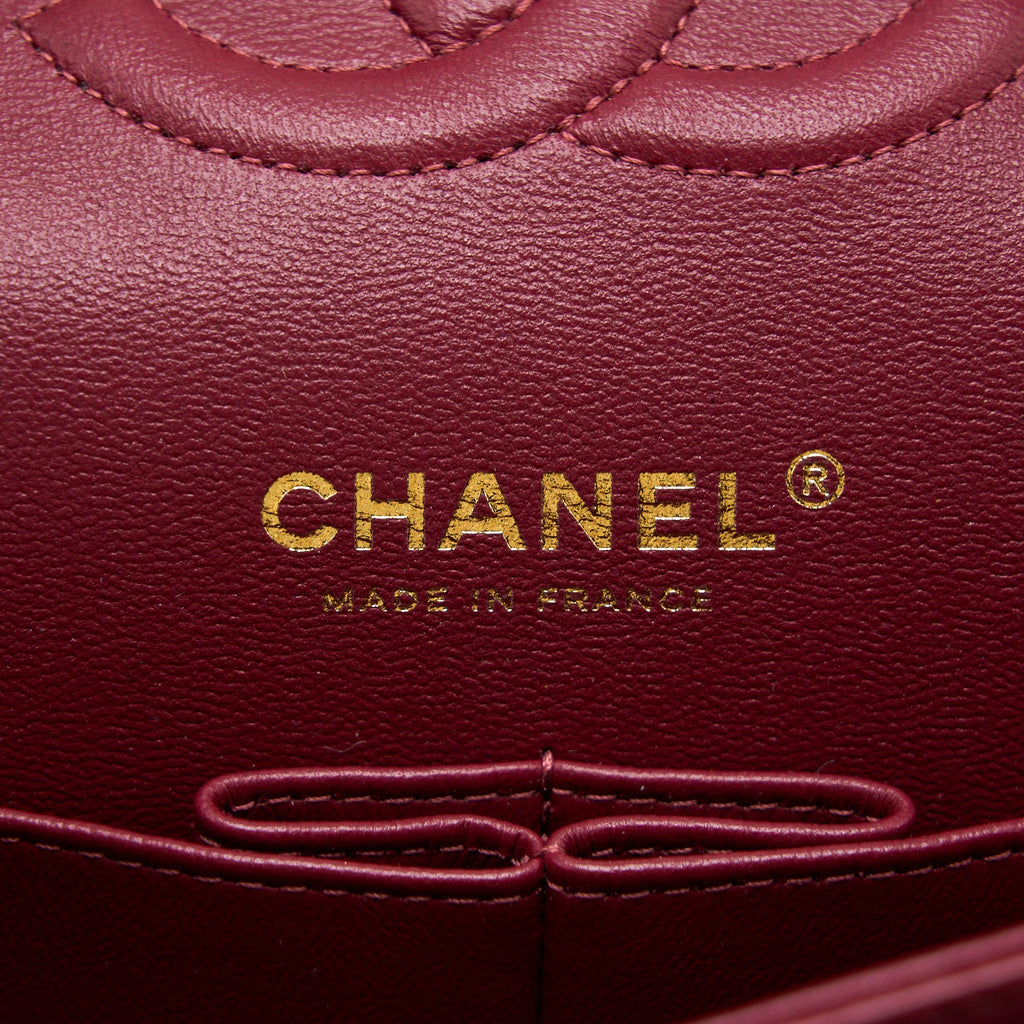 CHANEL MEDIUM CLASSIC FLAP BAG LAMBSKIN DARK RED LGHW (MICROCHIP)
