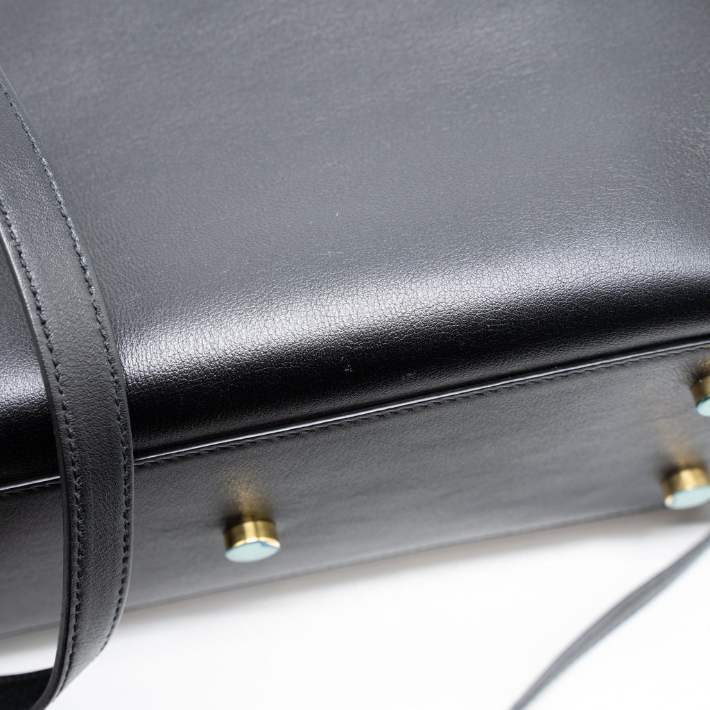 SAINT LAURENT CABAS TOTE CALFSKIN BLACK GHW