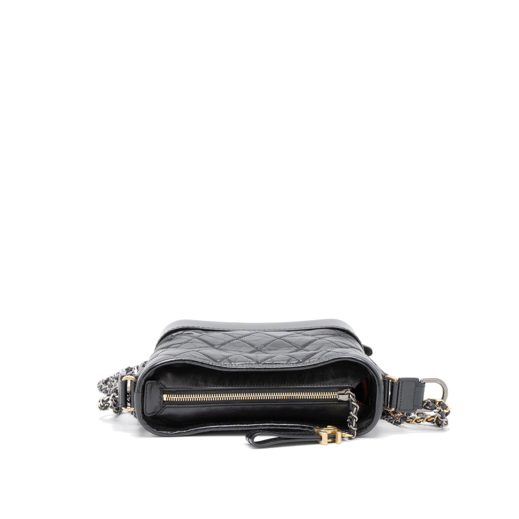 CHANEL SMALL GABRIELLE HOBO BAG AGED CALFSKIN BLACK MULTICOLOUR HARDWARE