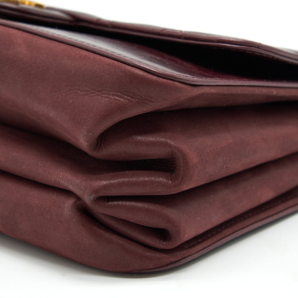 CHANEL SEASONAL FLAP BAG CALFSKIN / SUEDE LEATHER BURGUNDY GHW