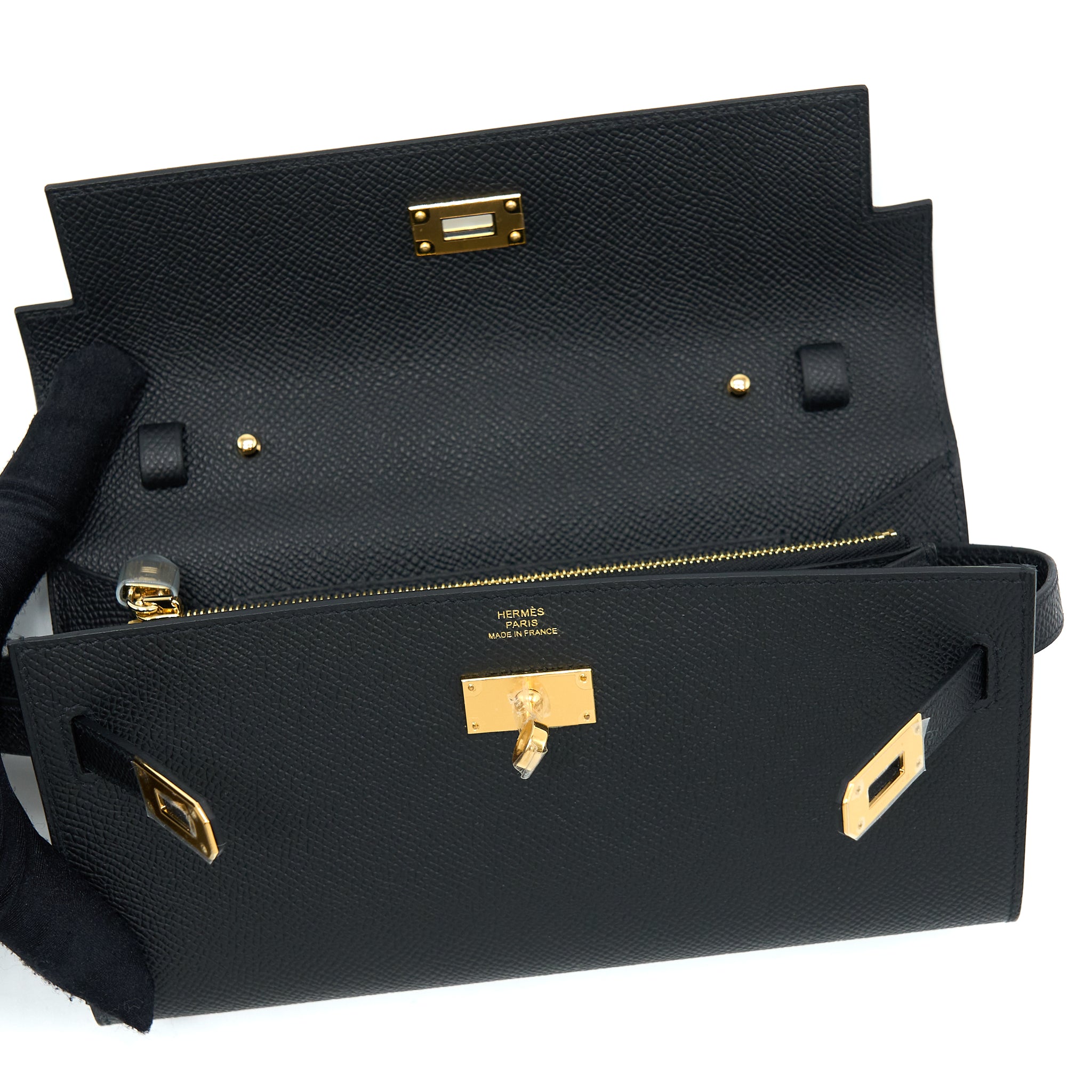 HERMES KELLY TO GO EPSOM BLACK GHW