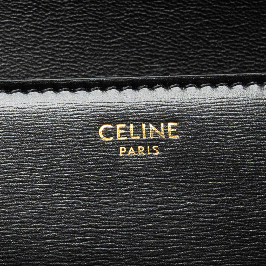 CELINE TRIOMPHE SHOULDER BAG SHINY CALFSKIN BLACK GHW