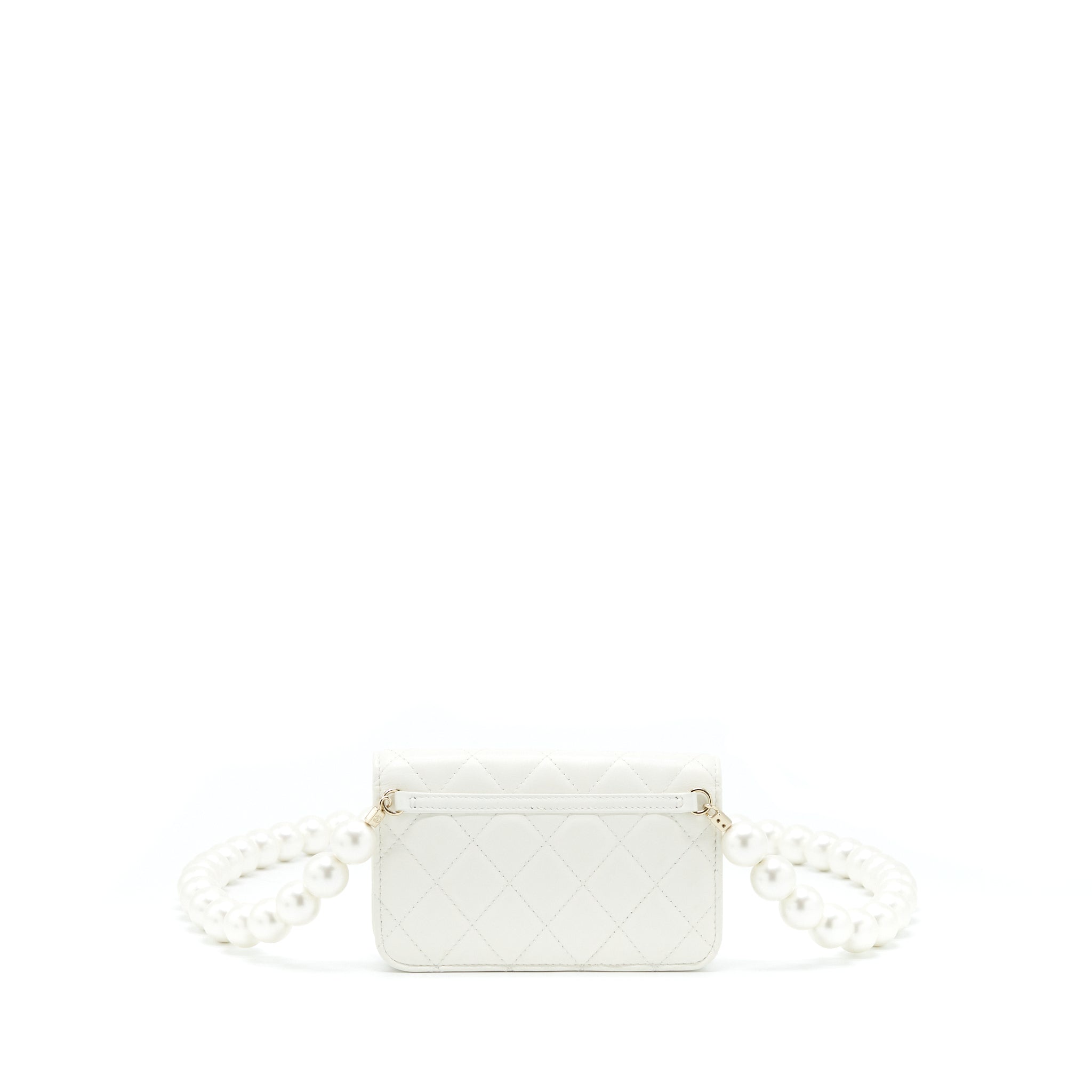 CHANEL GRANT PEARL CRUSH MINI CROSSBODY BAG LAMBSKIN WHITE LGHW