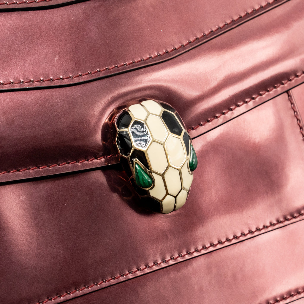 BVLGARI SERPENTI FOREVER BAG PATENT CALFSKIN DARK PINK LGHW