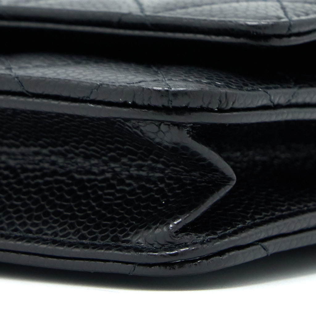 CHANEL CLASSIC WALLET ON CHAIN CAVIAR BLACK GHW (MICROCHIP)