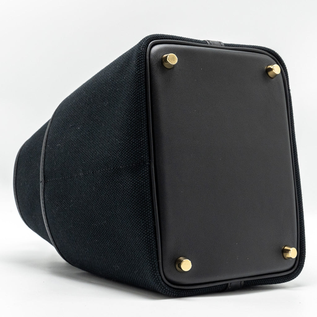 HERMES CARGO PICOTIN 18 LOCK BAG SWIFT / TOILE CANVAS BLACK GHW