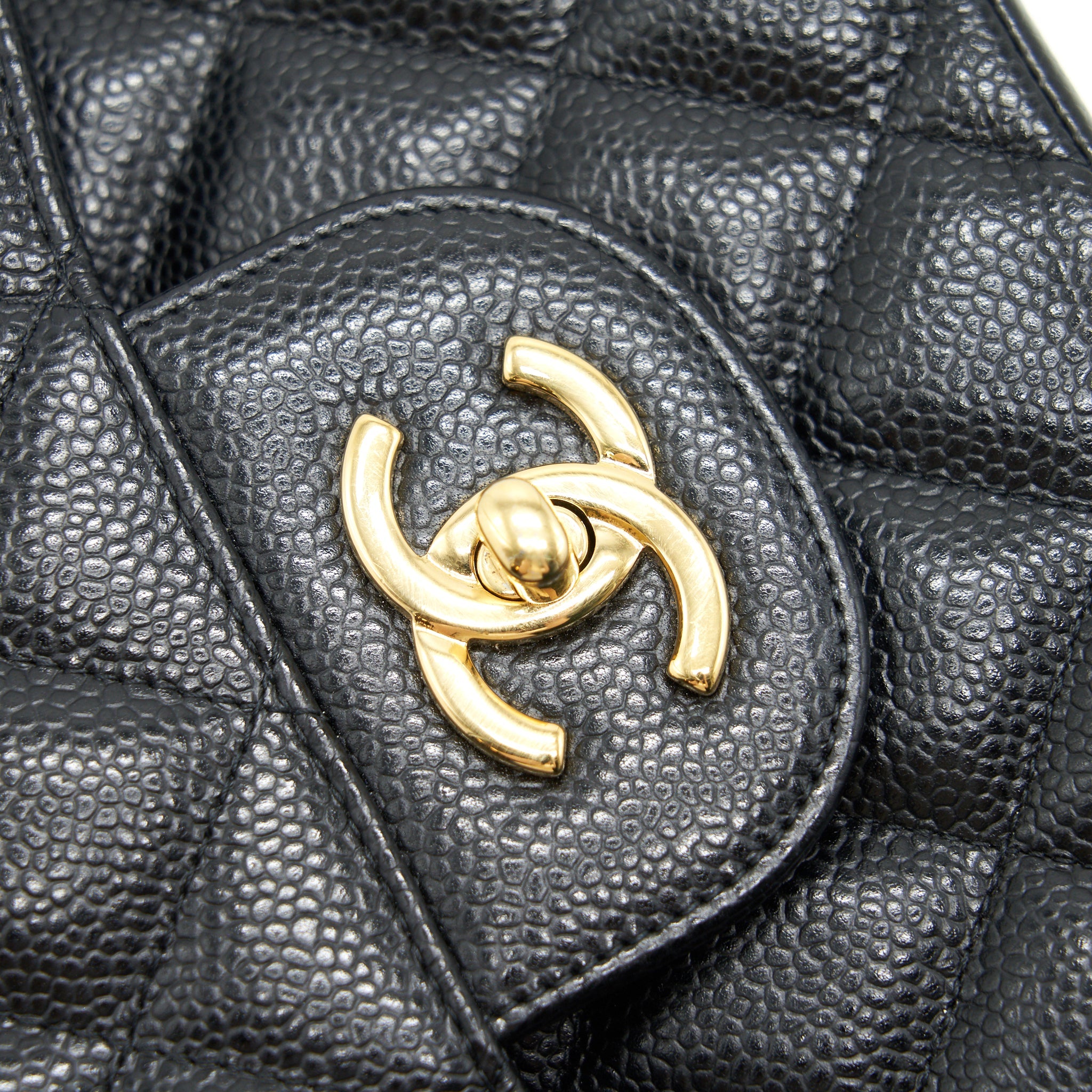 CHANEL CLASSIC JUMBO DOUBLE FLAP BAG BLACK CAVIER GHW