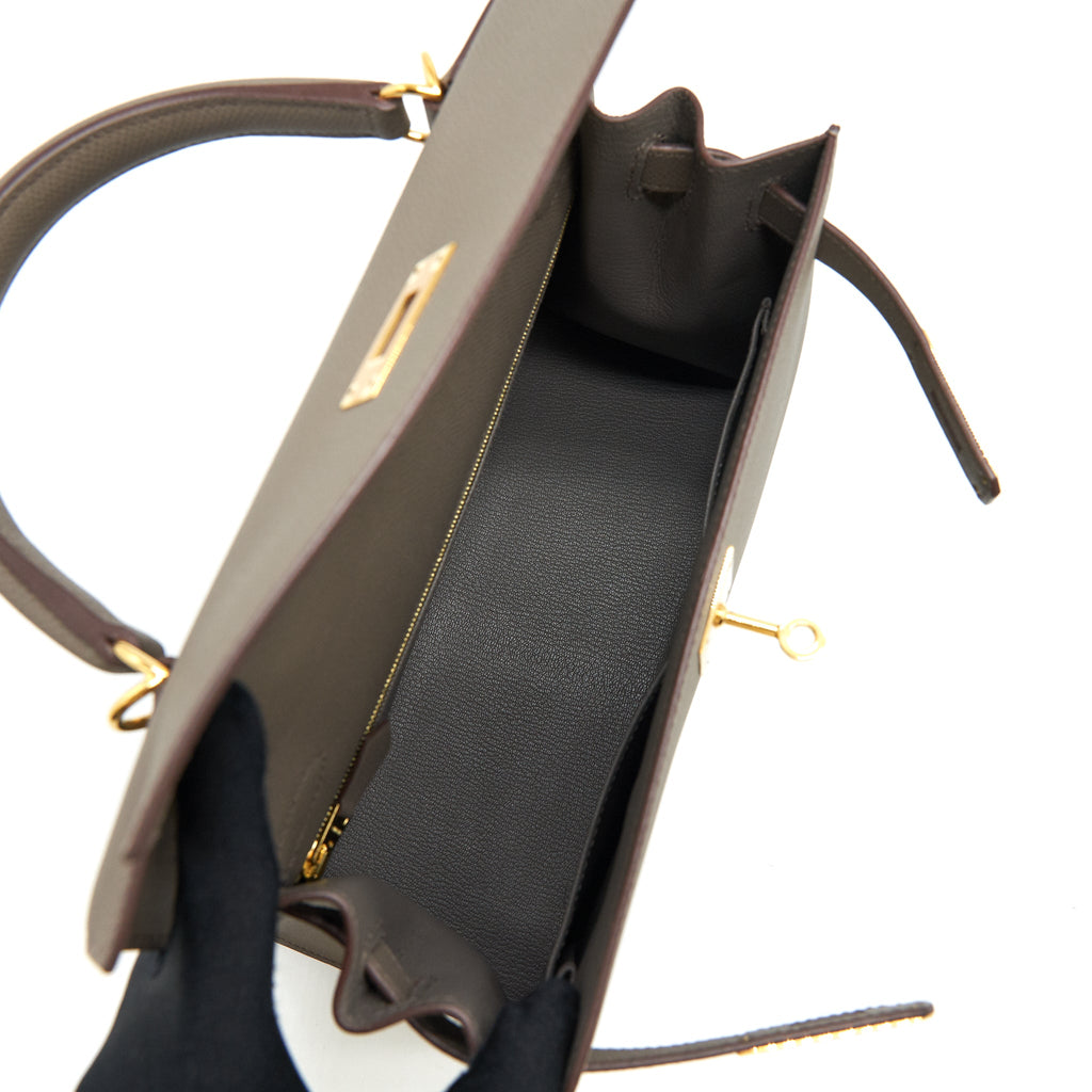 HERMES KELLY 28 EPSOM LEATHER 8F ETAIN GHW