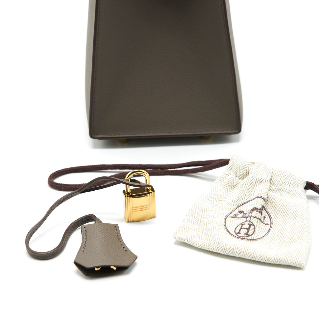HERMES KELLY 28 EPSOM LEATHER 8F ETAIN GHW