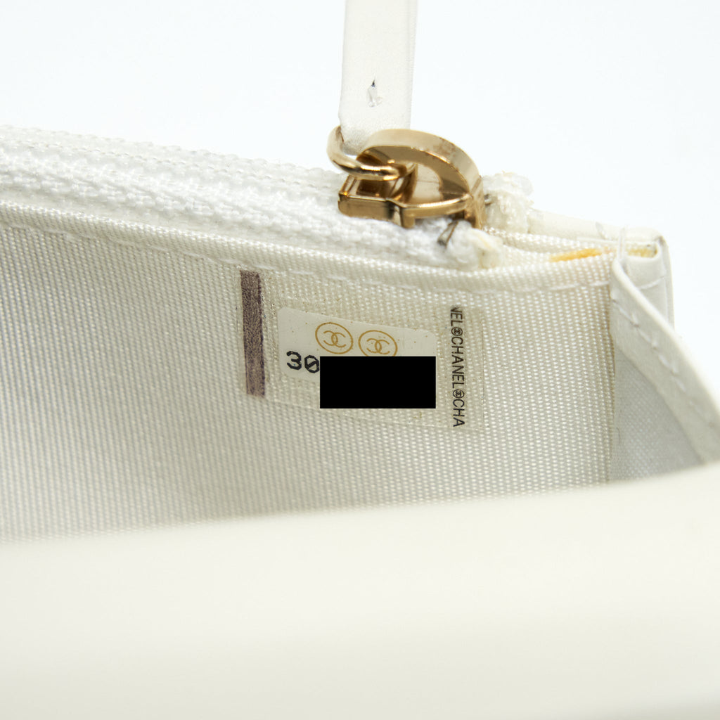 CHANEL GRANT PEARL CRUSH MINI CROSSBODY BAG LAMBSKIN WHITE LGHW