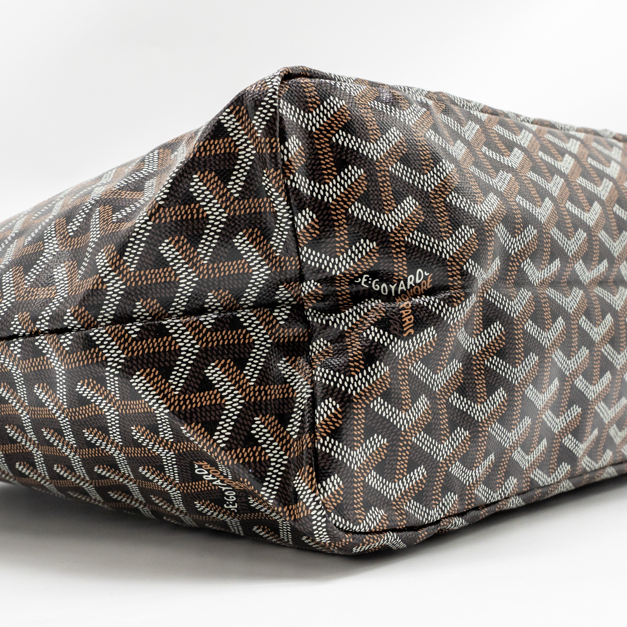 GOYARD SAINT LOUIS PM TOTE GOYARDINE CANVAS/CALFSKIN BLACK SHW