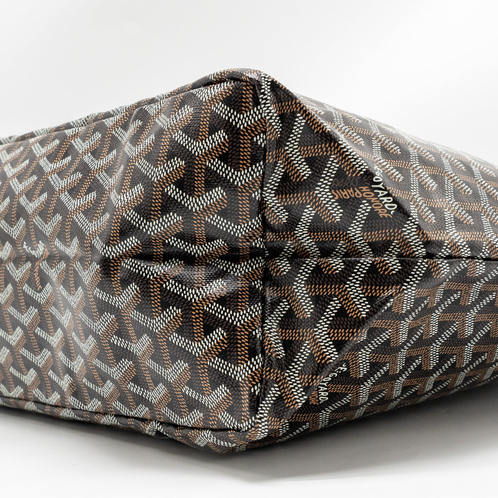 GOYARD SAINT LOUIS PM TOTE GOYARDINE CANVAS/CALFSKIN BLACK SHW