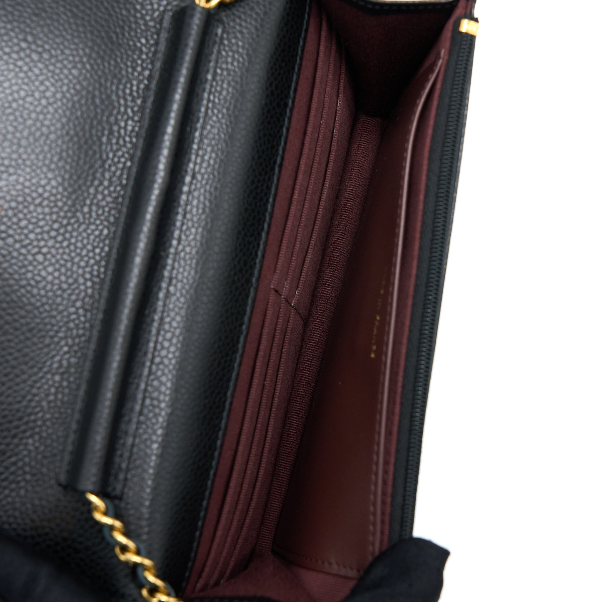 CHANEL CLASSIC WALLET ON CHAIN CAVIAR BLACK GHW (MICROCHIP)