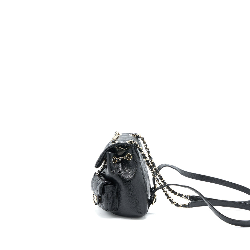 CHANEL 23P MINI TRIPLE PACK BACKPACK CAVIAR BLACK LGHW (MICROCHIP)
