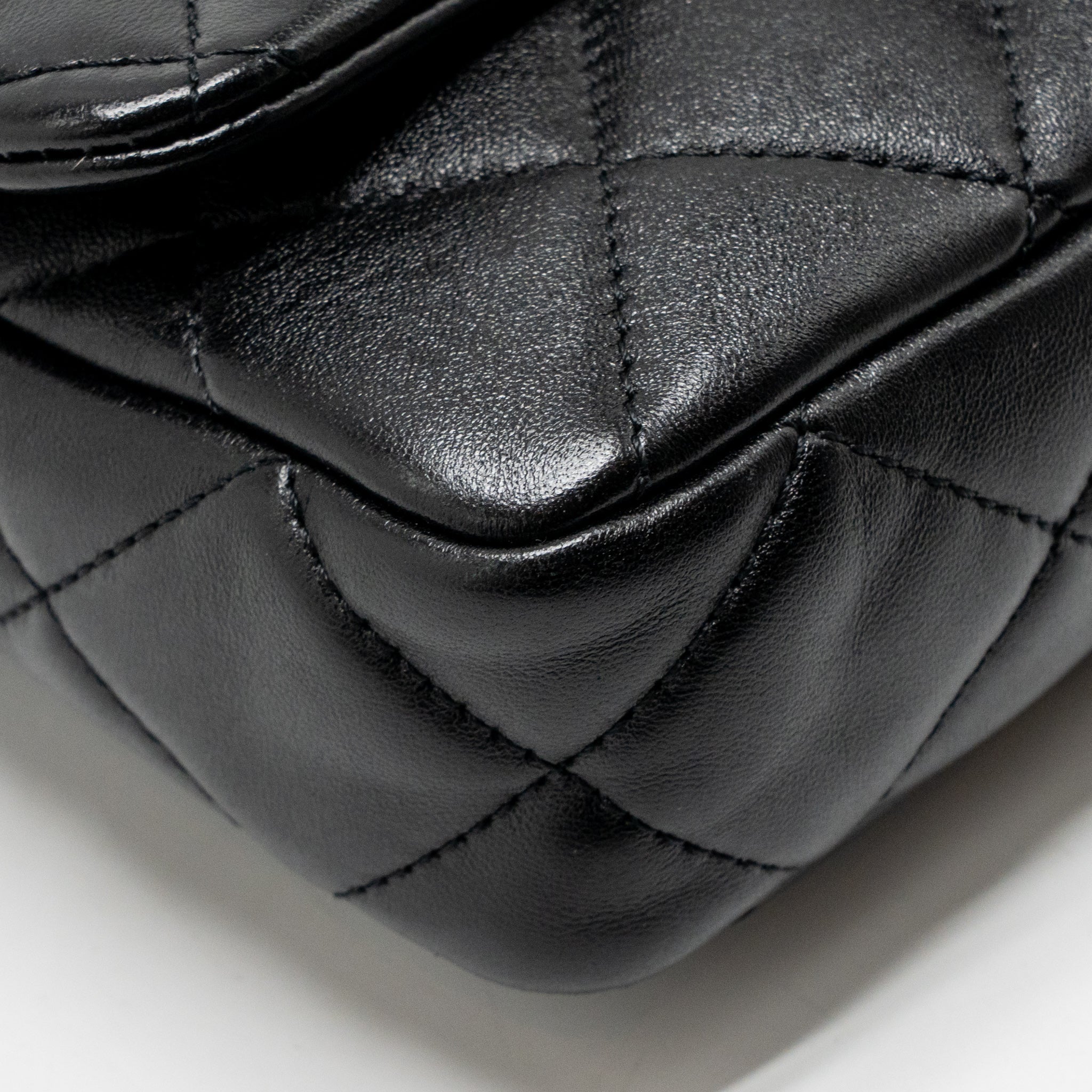 CHANEL GIANT CHAIN FLAP BAG LAMBSKIN BLACK GHW (MICROCHIP)