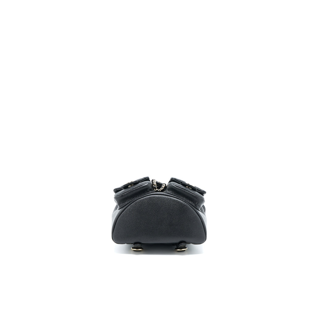 CHANEL 23P MINI TRIPLE PACK BACKPACK CAVIAR BLACK LGHW (MICROCHIP)