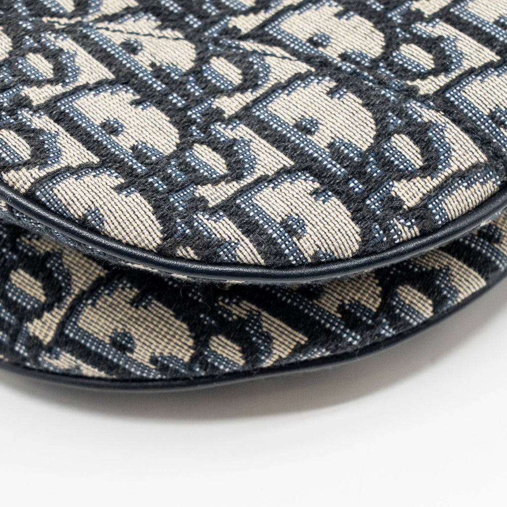 DIOR MEDIUM SADDLE BAG OBLIQUE CANVAS BLUE GHW