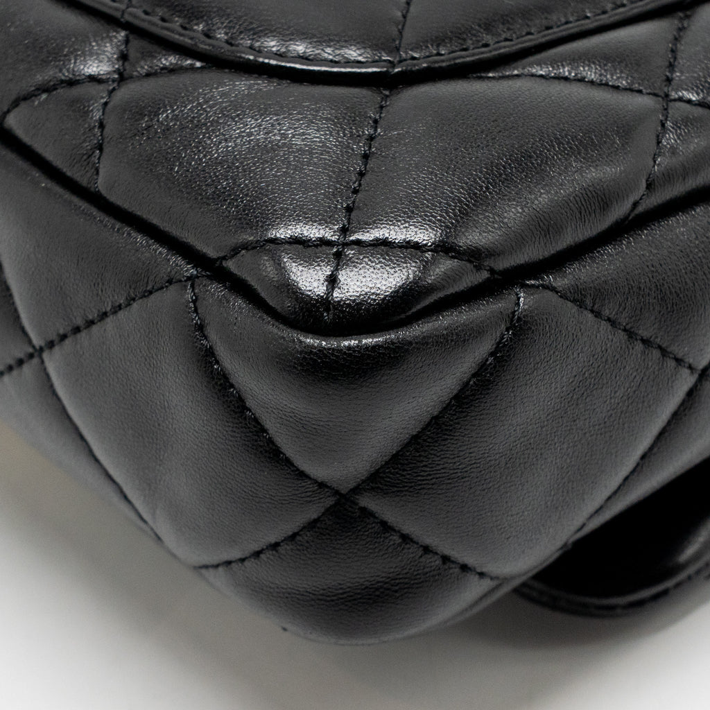 CHANEL GIANT CHAIN FLAP BAG LAMBSKIN BLACK GHW (MICROCHIP)