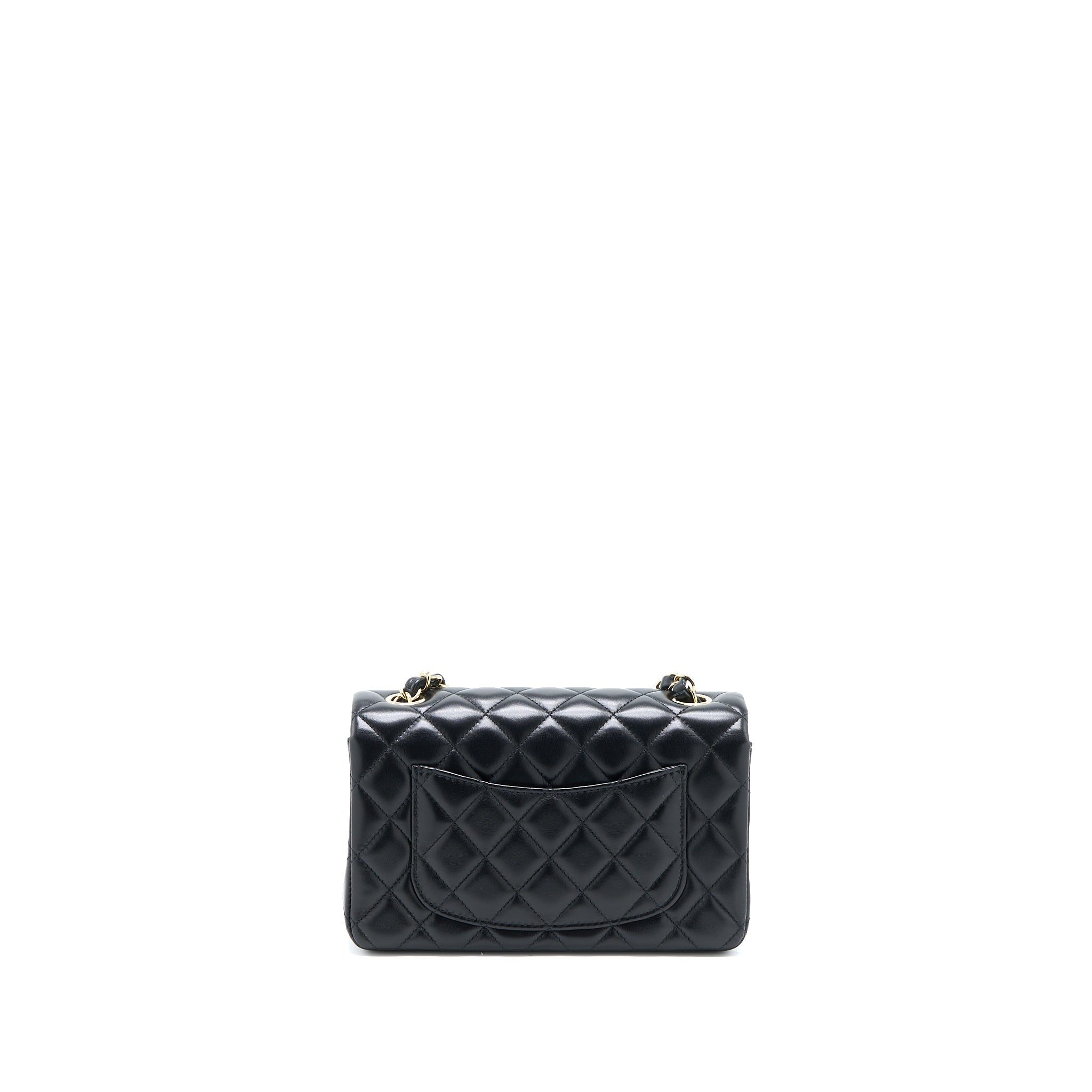 CHANEL CLASSIC MINI RECTANGULAR FLAP BAG LAMBSKIN BLACK LGHW (MICROCHIP)