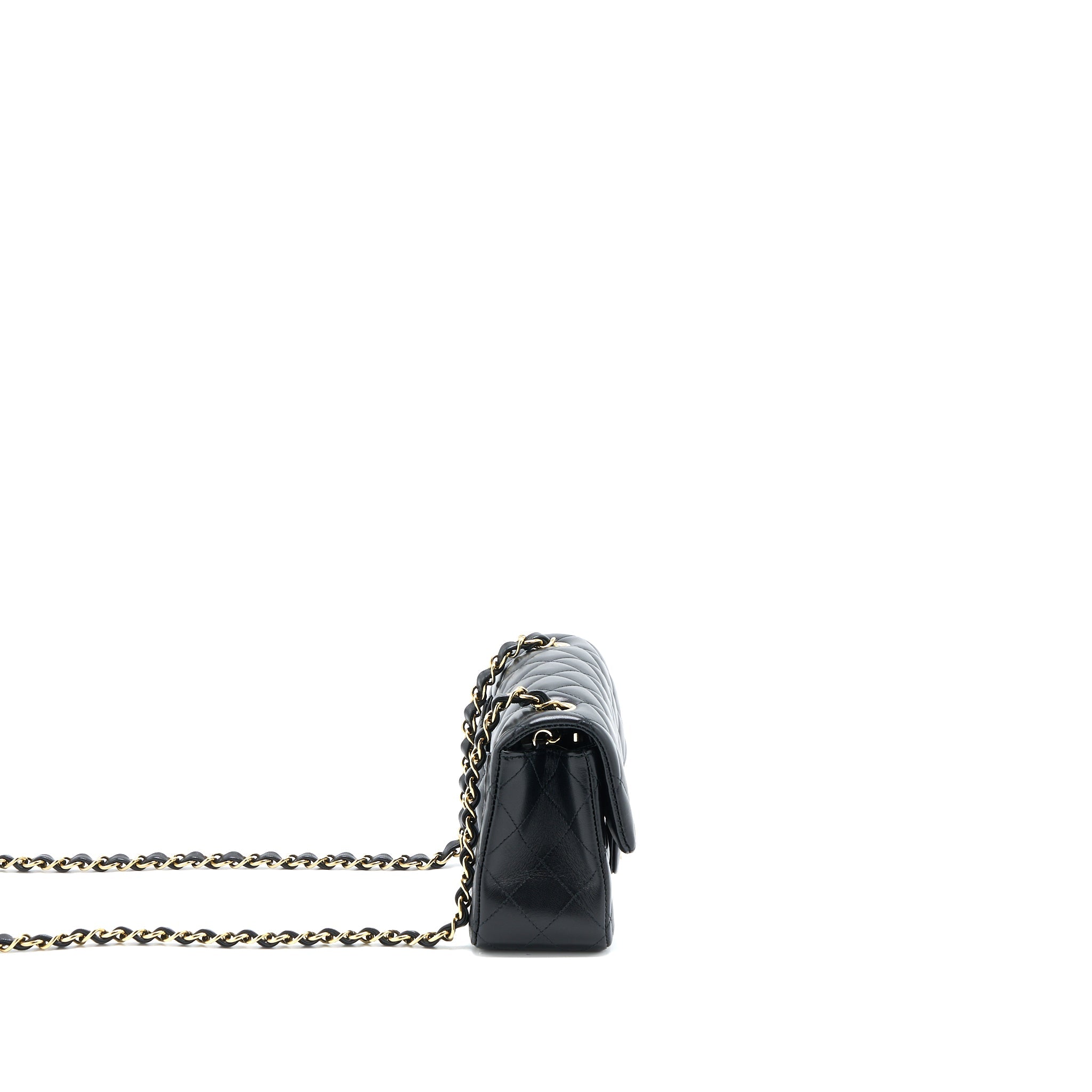 CHANEL CLASSIC MINI RECTANGULAR FLAP BAG LAMBSKIN BLACK LGHW (MICROCHIP)
