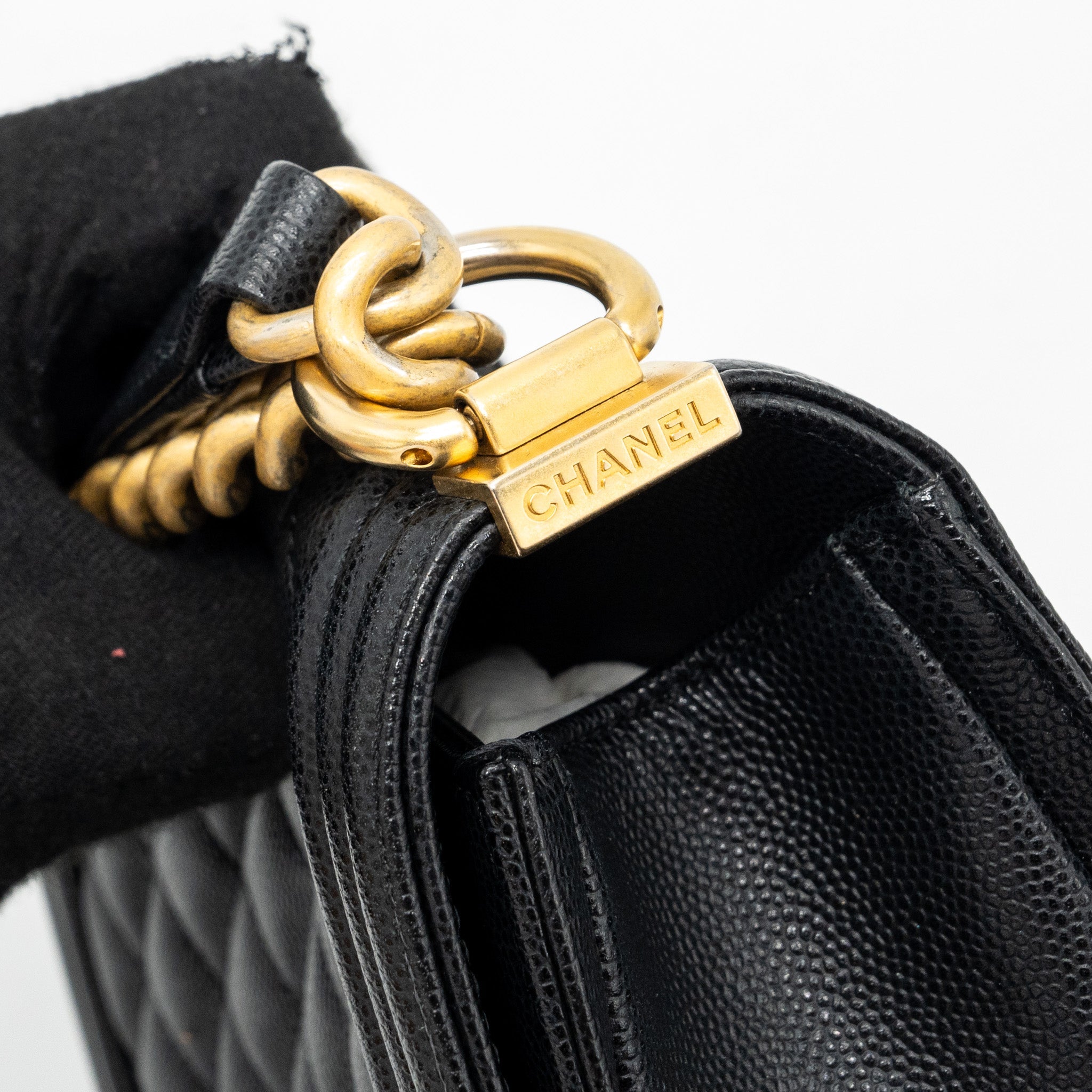 CHANEL SMALL BOY BAG CAVIAR BLACK GHW (MICROCHIP)