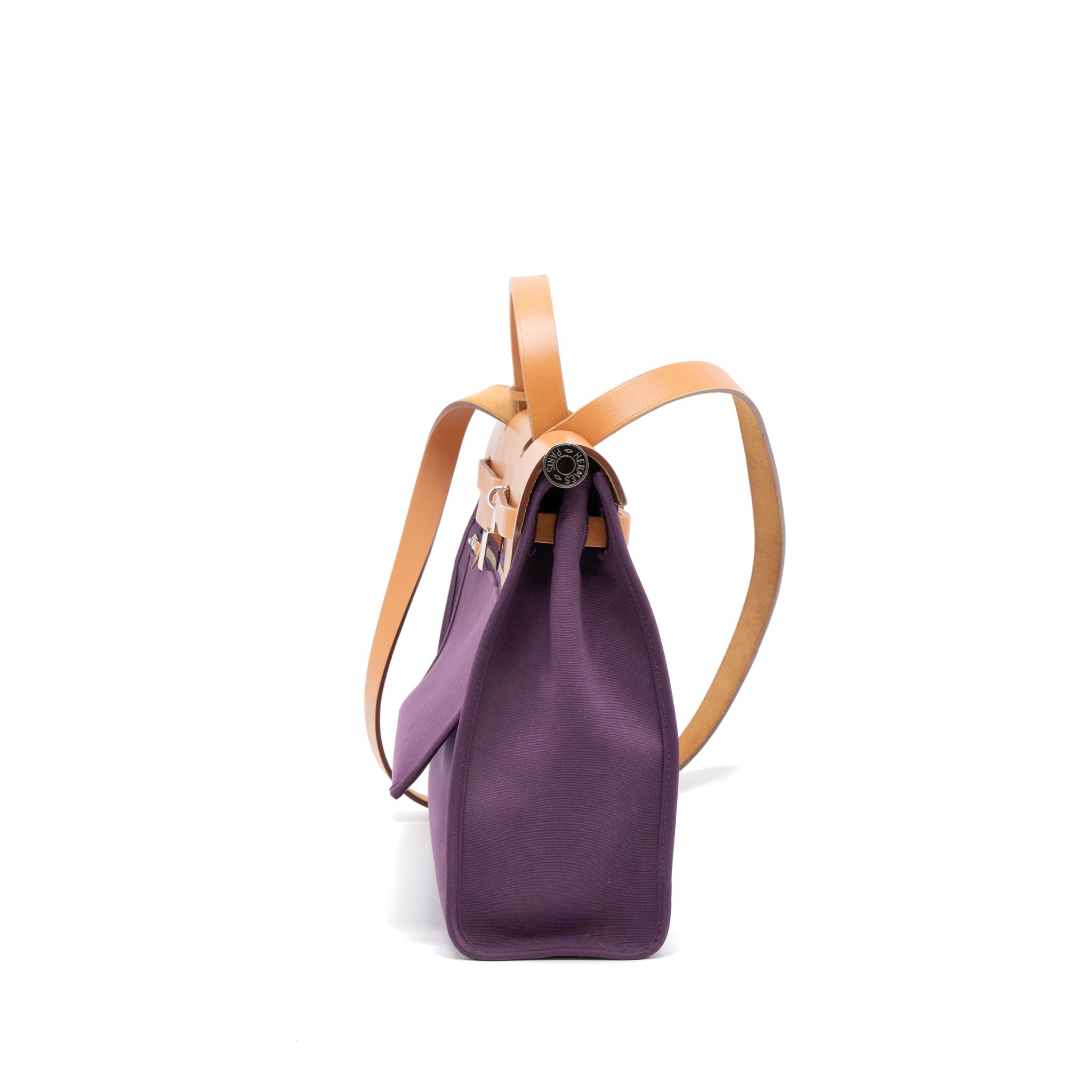 HERMES HERBAG ZIP 31 BAG CANVAS/HUNTER CASSIS PURPLE SHW