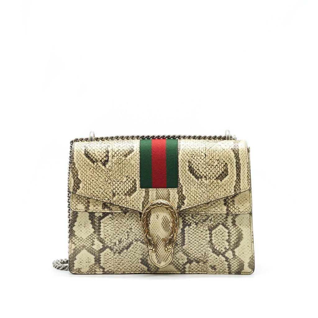 GUCCI DIONYSUS PYTHON MEDIUM SHOULDER BAG IN BEIGE