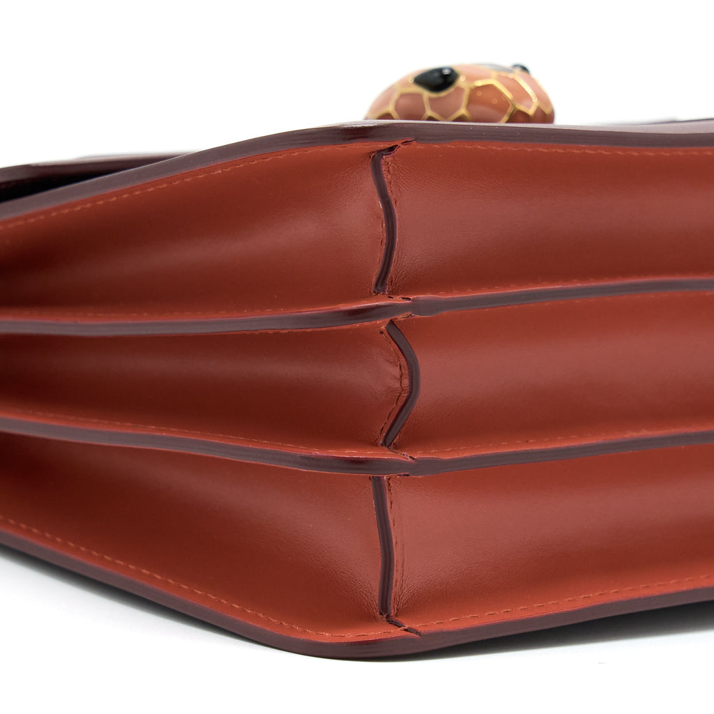 BVLGARI SERPENTI FOREVER TOP HANDLE BAG CALFSKIN RED