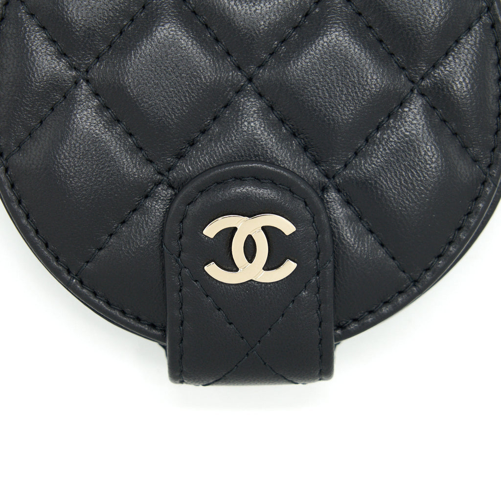 CHANEL QUILTED LUGGAGE TAG LAMBSKIN BLACK LGHW