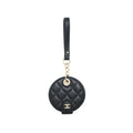 CHANEL QUILTED LUGGAGE TAG LAMBSKIN BLACK LGHW