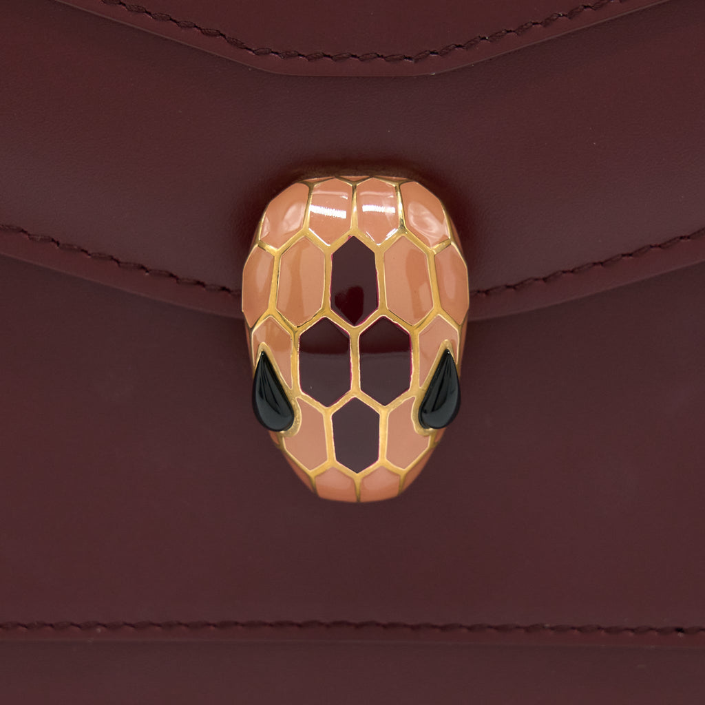 BVLGARI SERPENTI FOREVER TOP HANDLE BAG CALFSKIN RED