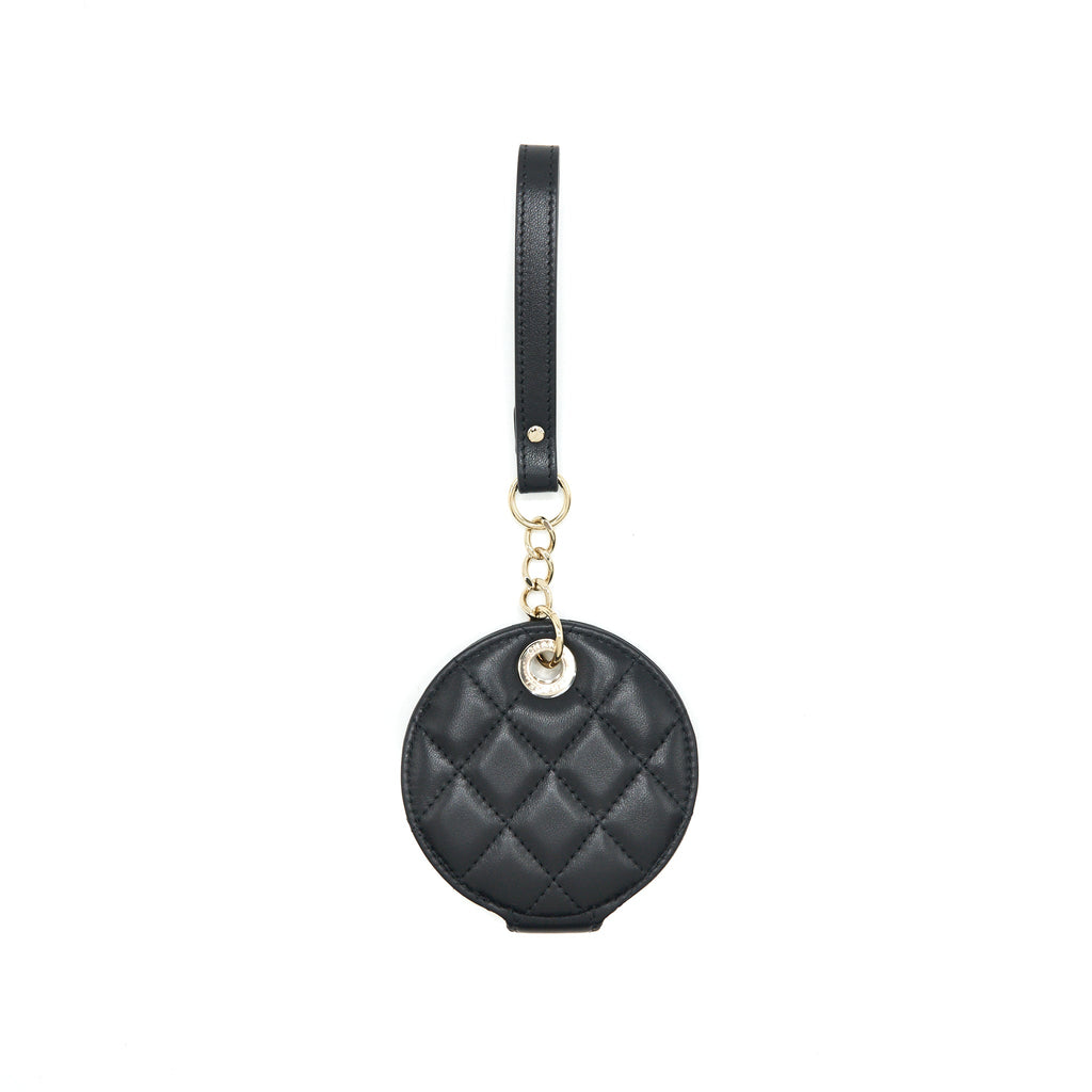 CHANEL QUILTED LUGGAGE TAG LAMBSKIN BLACK LGHW