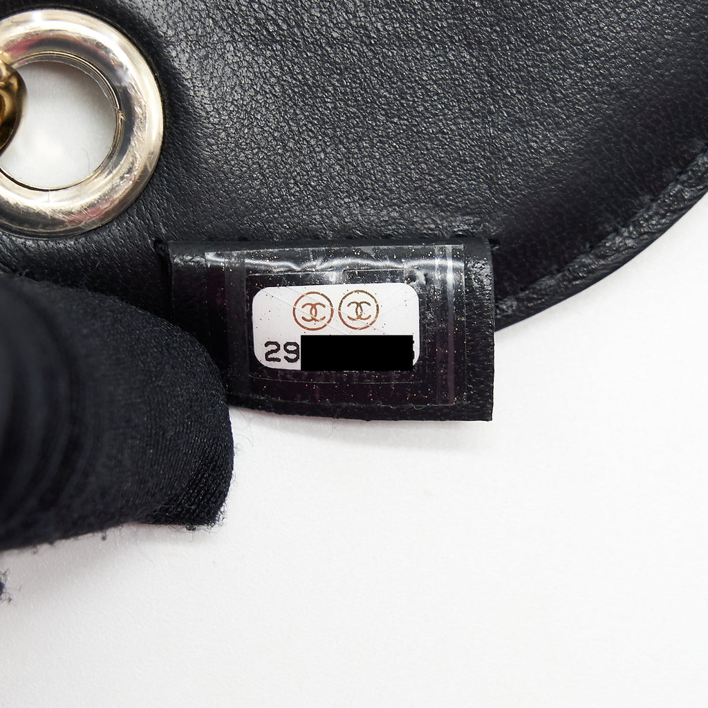 CHANEL QUILTED LUGGAGE TAG LAMBSKIN BLACK LGHW