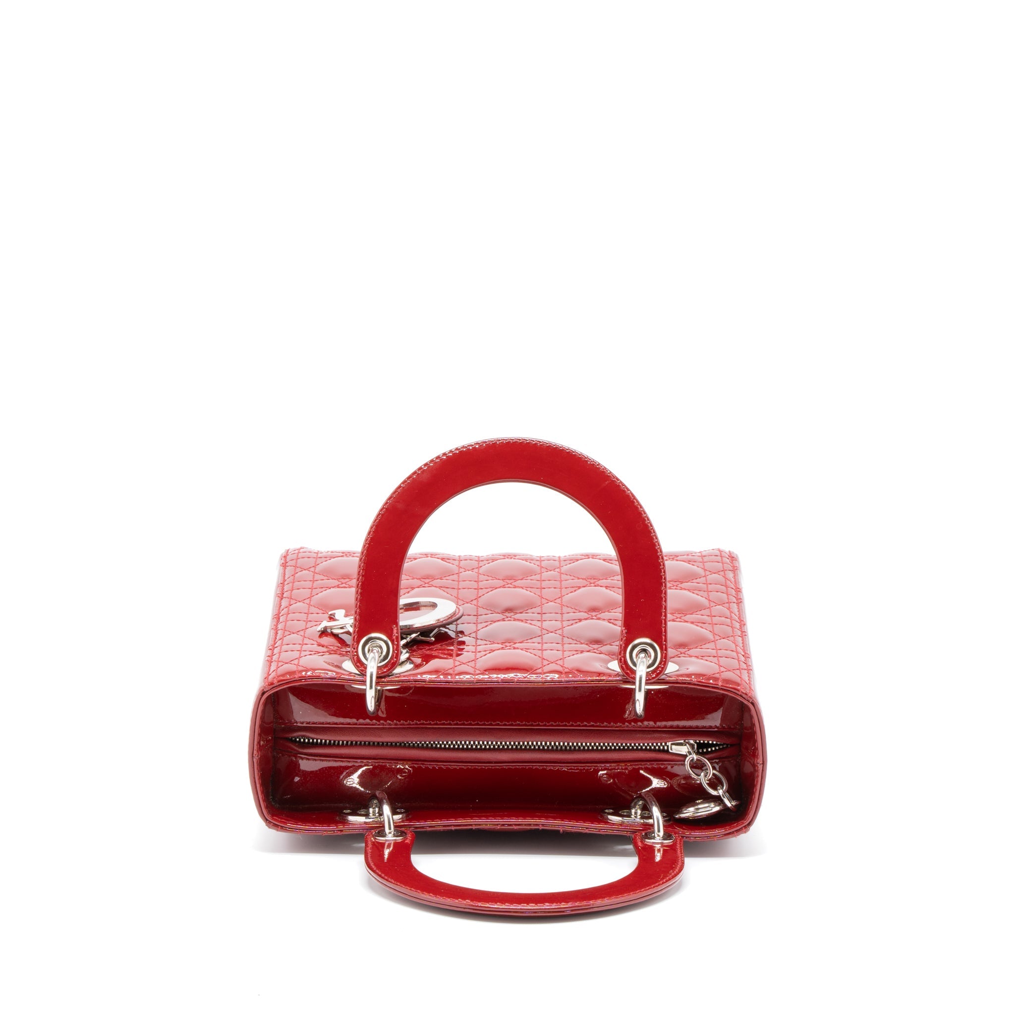 DIOR MEDIUM LADY DIOR PATENT LEATHER RED SHW