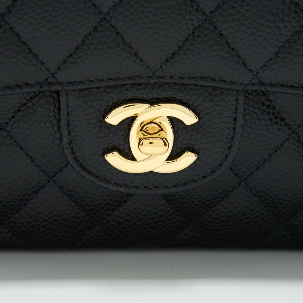 CHANEL SMALL CLASSIC DOUBLE FLAP CAVIAR BLACK GHW