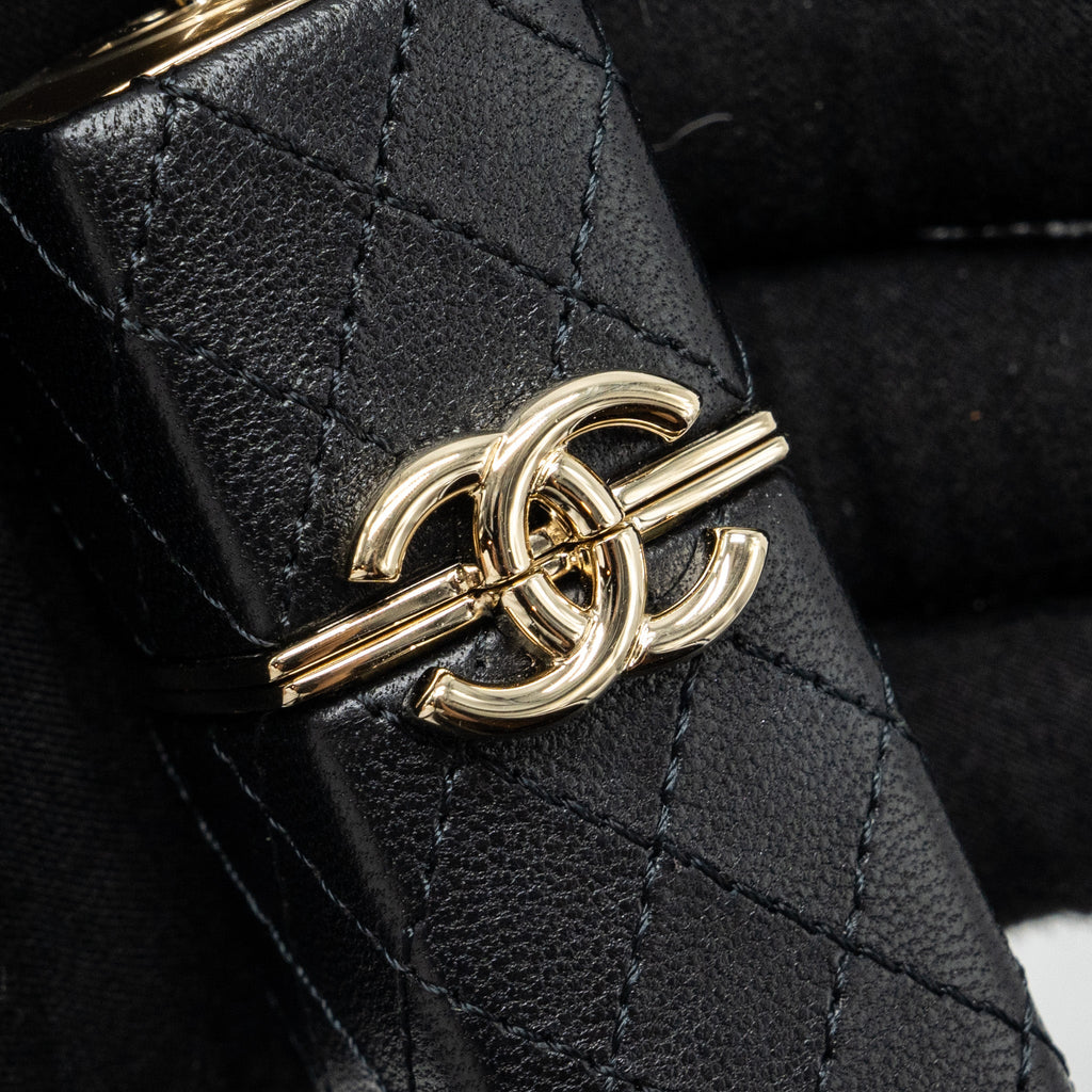 CHANEL LIPSTICK CASE ON CHAIN LAMBSKIN BLACK LGHW