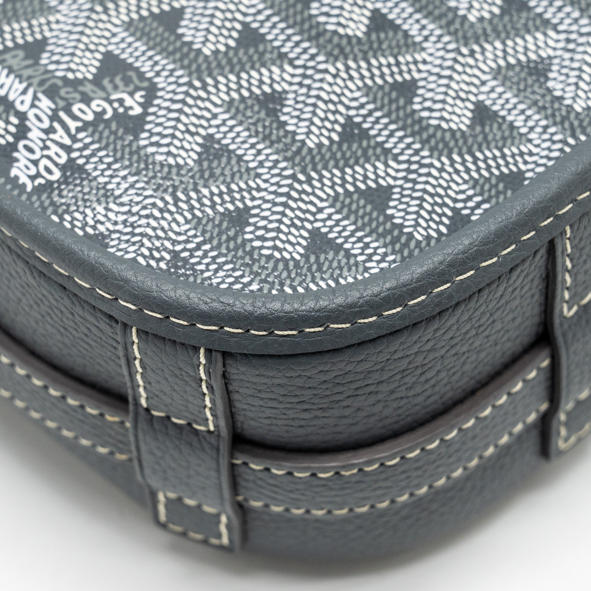 GOYARD BELVEDERE PM MESSENGER BAG GOYARDINE CANVAS CALFSKIN GREY SHW